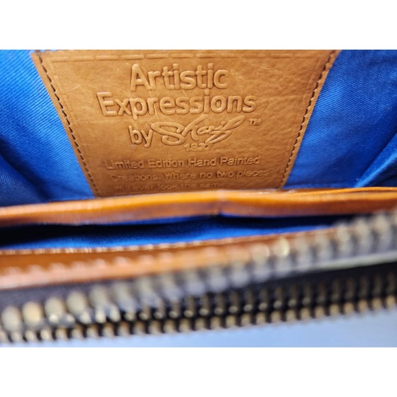 Artistic Expressions by Sharif 1827 VTG Hand Painted Elephant Zip Around Wallet - Picture 8 of 11